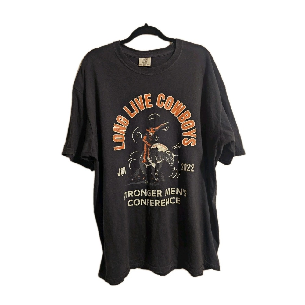 Mens 2XL Cowboy Shirt Western Rodeo Horse Wrangler Graphic Tee T-Shirt